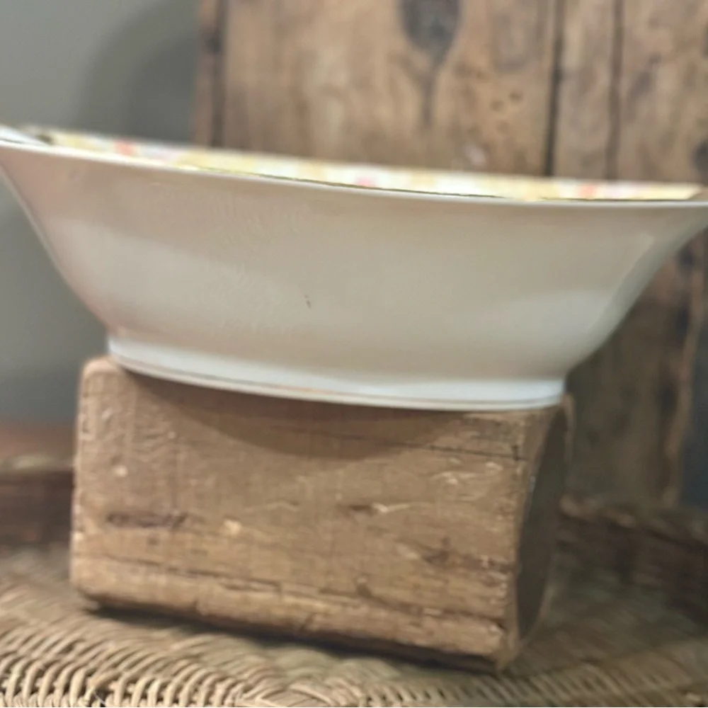 Vintage Noritake Trojan Handled Vegetable Bowl Gold Floral Japan Serving Dish